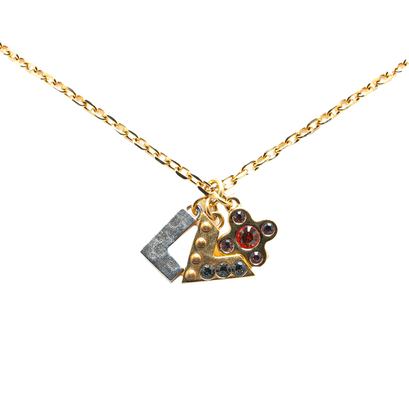 Pre-Loved Louis Vuitton Gold Plated Crystal Love Letter Necklace